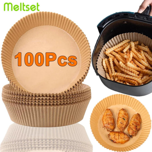 50/100Pcs Air Fryer Disposable Paper Non - Stick Airfryer Baking Papers Round Air - Fryer Paper Liners Paper Kitchen Accessories - Walmarkettt.com