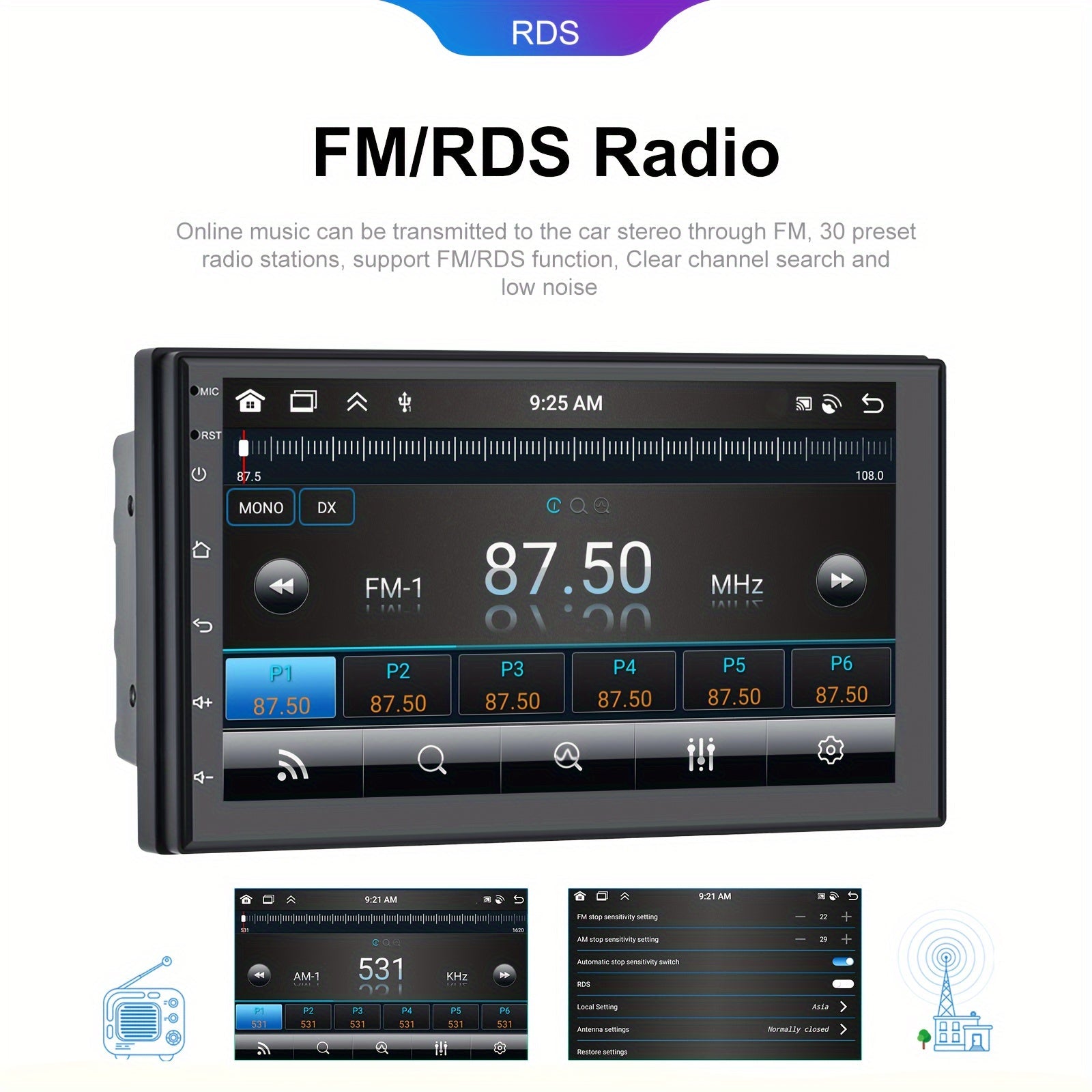 8 - Core 4+64G Android Double DIN Car Stereo, Wireless Wireless Android Auto, 7'' HD Touchscreen Car Radio With Backup Camera, Mirror Link, Wireless, GPS Navi, FM/RDS, Voice Control+AHD Camera - Walmarkettt.com