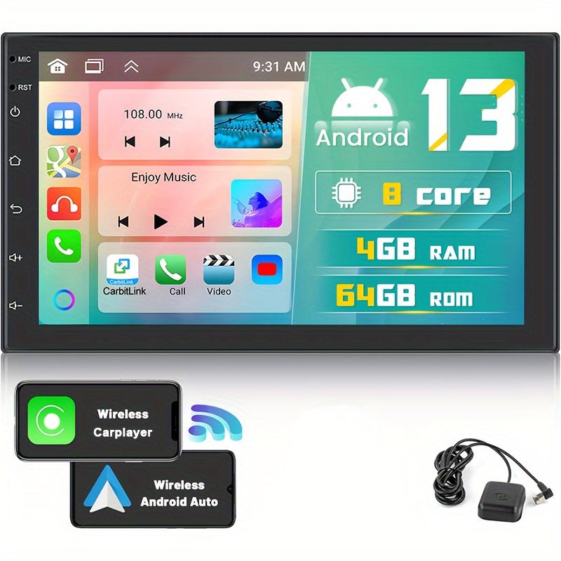 8 - Core 4+64G Android Double DIN Car Stereo, Wireless Wireless Android Auto, 7'' HD Touchscreen Car Radio With Backup Camera, Mirror Link, Wireless, GPS Navi, FM/RDS, Voice Control+AHD Camera - Walmarkettt.com