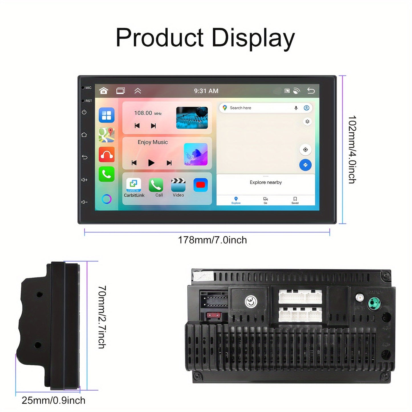 8 - Core 4+64G Android Double DIN Car Stereo, Wireless Wireless Android Auto, 7'' HD Touchscreen Car Radio With Backup Camera, Mirror Link, Wireless, GPS Navi, FM/RDS, Voice Control+AHD Camera - Walmarkettt.com