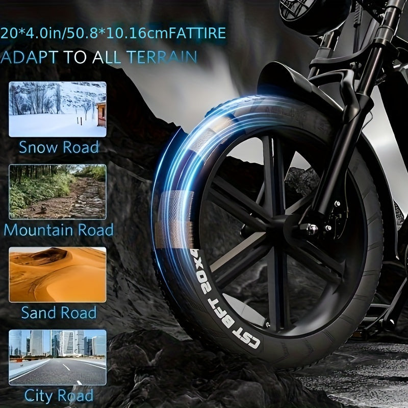 OUXI Electric Bike, V8 Electric Mountain Bike With 750W Motor 48V 15Ah Removable Larger Battery 20MPH 20" Fat Tire E Bike Shi-Mano 7-Speed Adult Electric Bicycles, Electric Dirt Bike, Electric Mountain Bike, Electric Bicycle