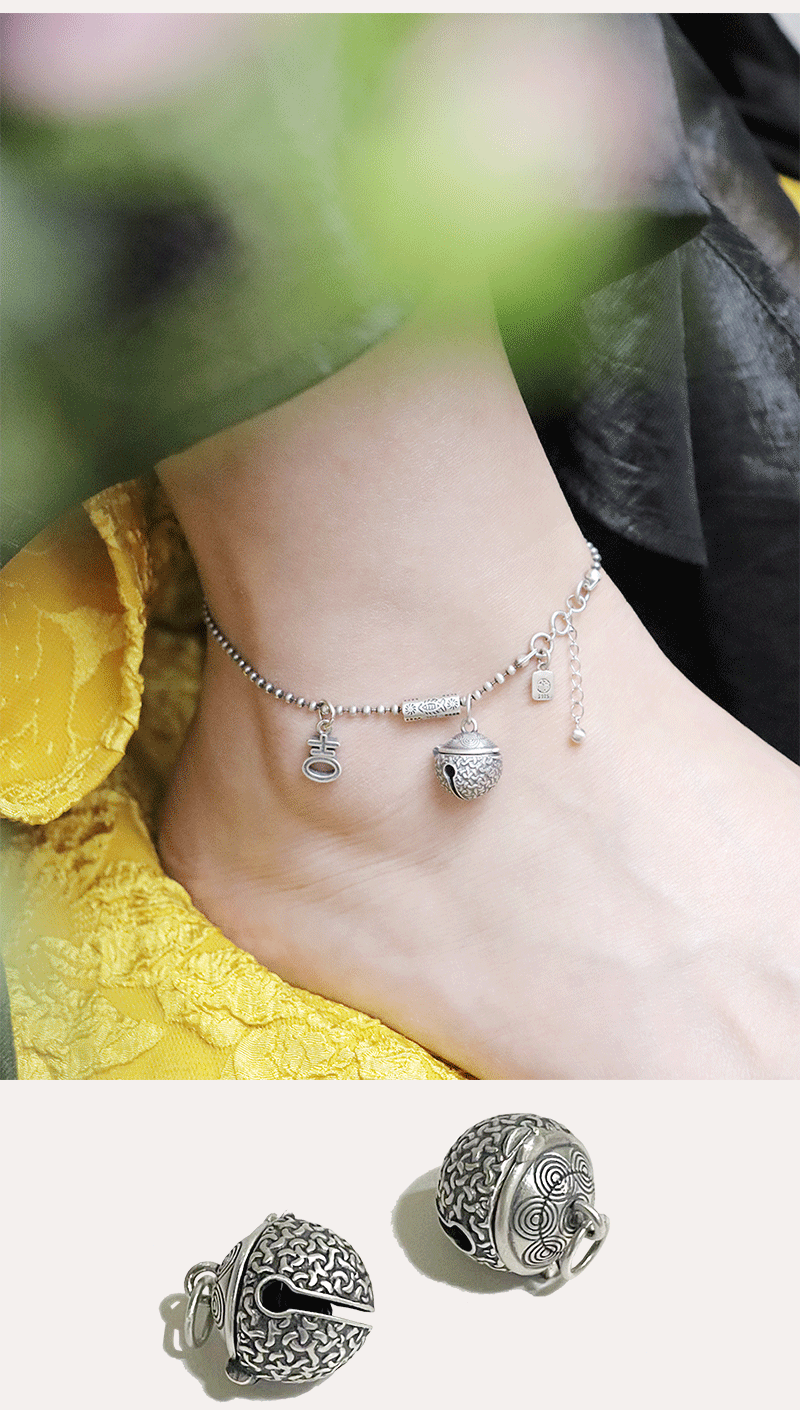 [Jixiang] Silver Hollow Sachet Ball Bracelet Anklet Portable Wear Incense Pills Aromatherapy Oil No Fire Lasting Diffuse