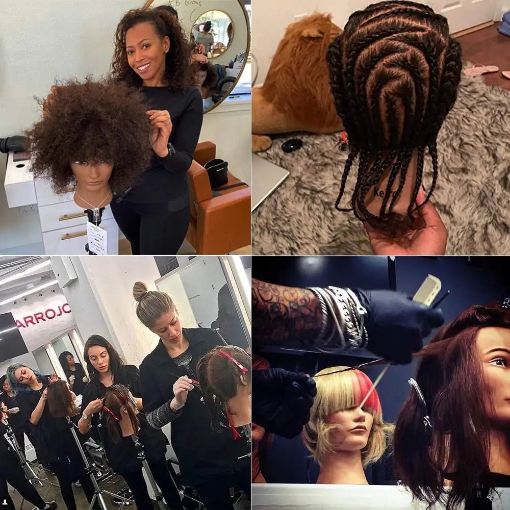 African Curly Hair Mannequin Head 100% Human Hair Curly Hair Hairdresser Hair Styling Hairdresser Practice Styling - Walmarkettt.com