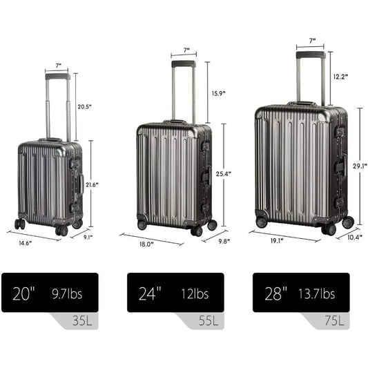 All Aluminum Carry On Luggage With TSA Locks Fashion Cool Metal Hard Shell Spinner Suitcase (Grey, 20 Inch) - Walmarkettt.com