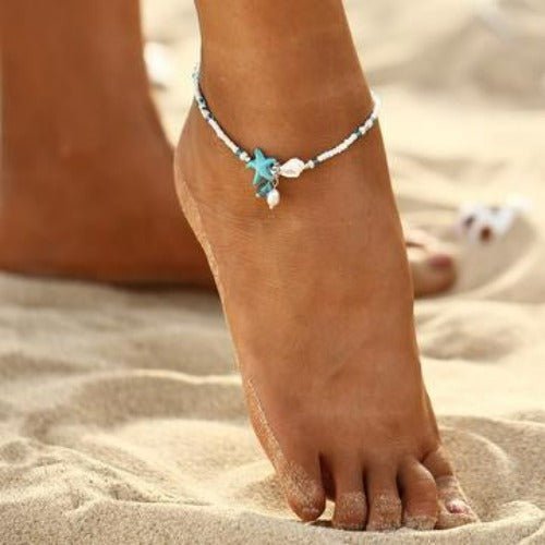 Beach Beaded Starfish Anklet Ankle Bracelet - Walmarkettt.com