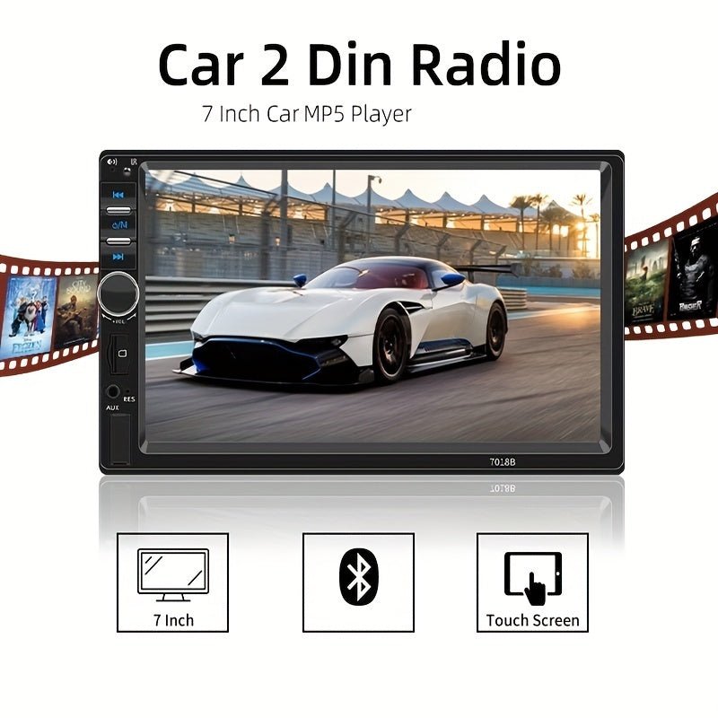 Car MP5 Dual Rod Radio, Portable 7 - inch HD Touch Screen, Synchronous GPS Navigation Audio Car Radio Receiver, Wireless Wireless Multimedia Player, Compatible with Android/Apple Mobile Phone Systems, Optional Reverse Camera, S - Walmarkettt.com