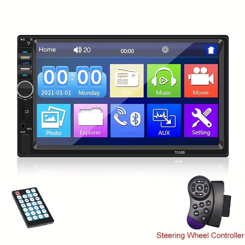 Car MP5 Dual Rod Radio, Portable 7 - inch HD Touch Screen, Synchronous GPS Navigation Audio Car Radio Receiver, Wireless Wireless Multimedia Player, Compatible with Android/Apple Mobile Phone Systems, Optional Reverse Camera, S - Walmarkettt.com