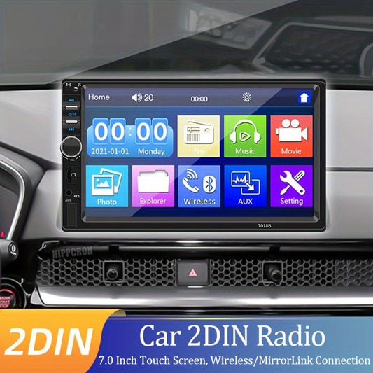 Car MP5 Dual Rod Radio, Portable 7 - inch HD Touch Screen, Synchronous GPS Navigation Audio Car Radio Receiver, Wireless Wireless Multimedia Player, Compatible with Android/Apple Mobile Phone Systems, Optional Reverse Camera, S - Walmarkettt.com