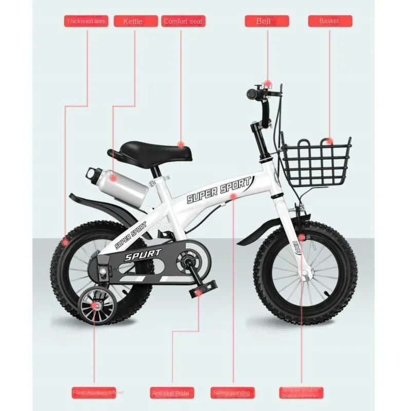 Children's Bicycles for Boys Aged 3 - 10 Years Old Children Girls Children's Bicycles with Flashing Auxiliary Wheels - Walmarkettt.com