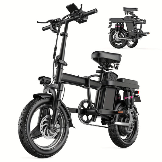 Electric Bike, 500W Motor, 14" Tire Folding Mini Ebikes For Adults, 20MPH 25Miles Range Commuter Adults Electric Bicycle, 48V 13AH Battery, Dual Suspension - Walmarkettt.com