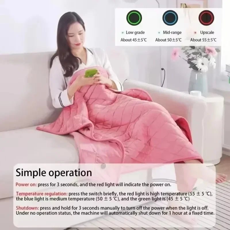 Electric Blanket Household 3speed Adjustable USB Fast Heating Wearable Warm Blanket Detachable Washable Heating Shoulder Blanket - Walmarkettt.com