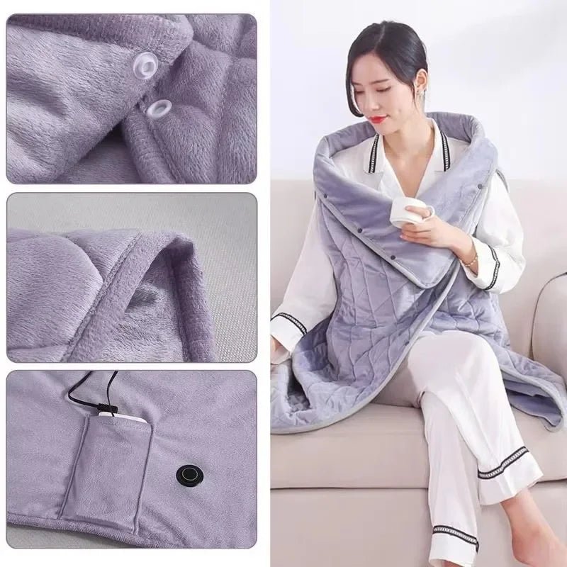 Electric Blanket Household 3speed Adjustable USB Fast Heating Wearable Warm Blanket Detachable Washable Heating Shoulder Blanket - Walmarkettt.com