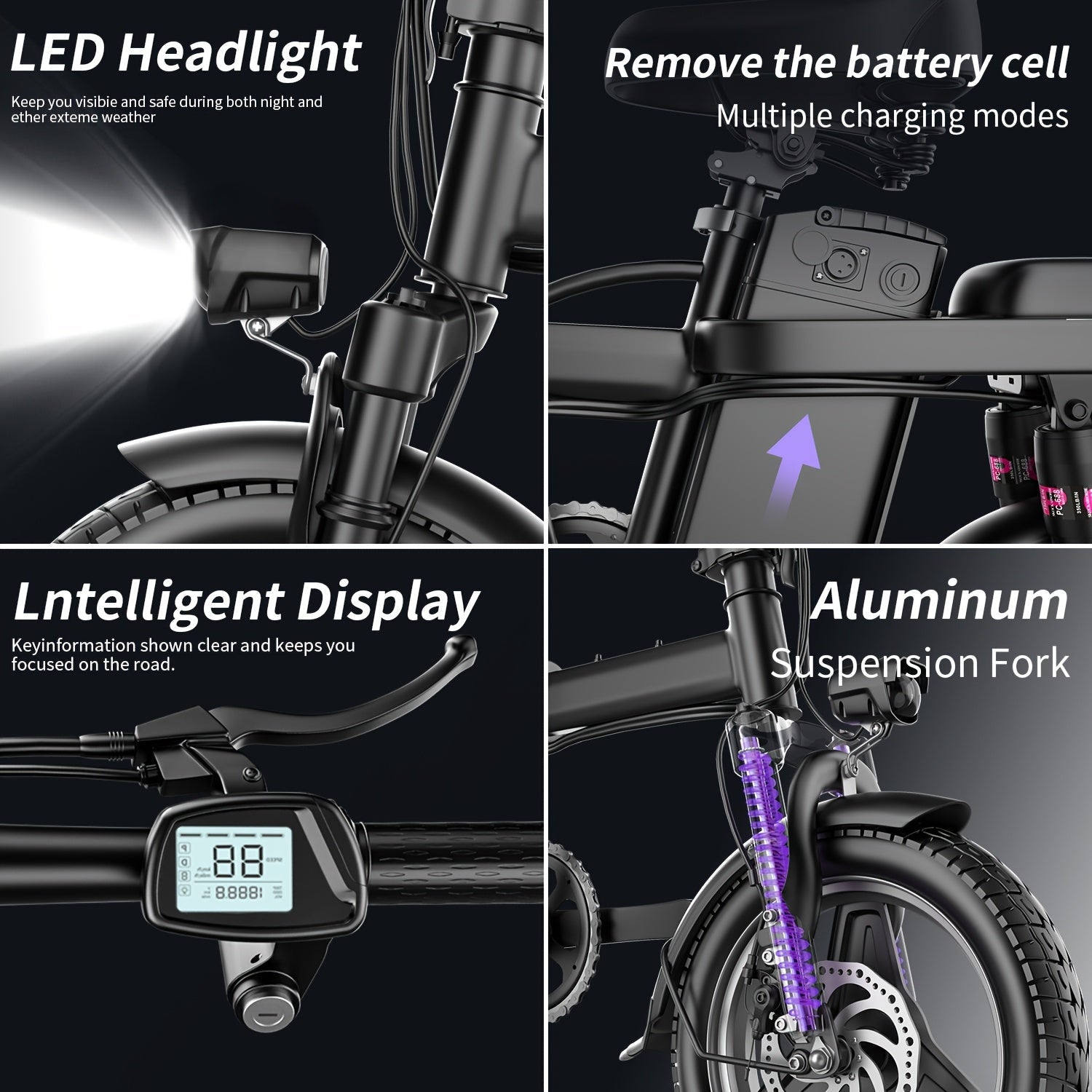 Electric Commuter Bike - 400W Motor, 20MPH, 25Miles Range, 48V 13AH Battery, Mini Folding Design, 14" Tires, Lightweight, Ideal for City Travel and Mobility - Adults Electric Bicycle - Walmarkettt.com