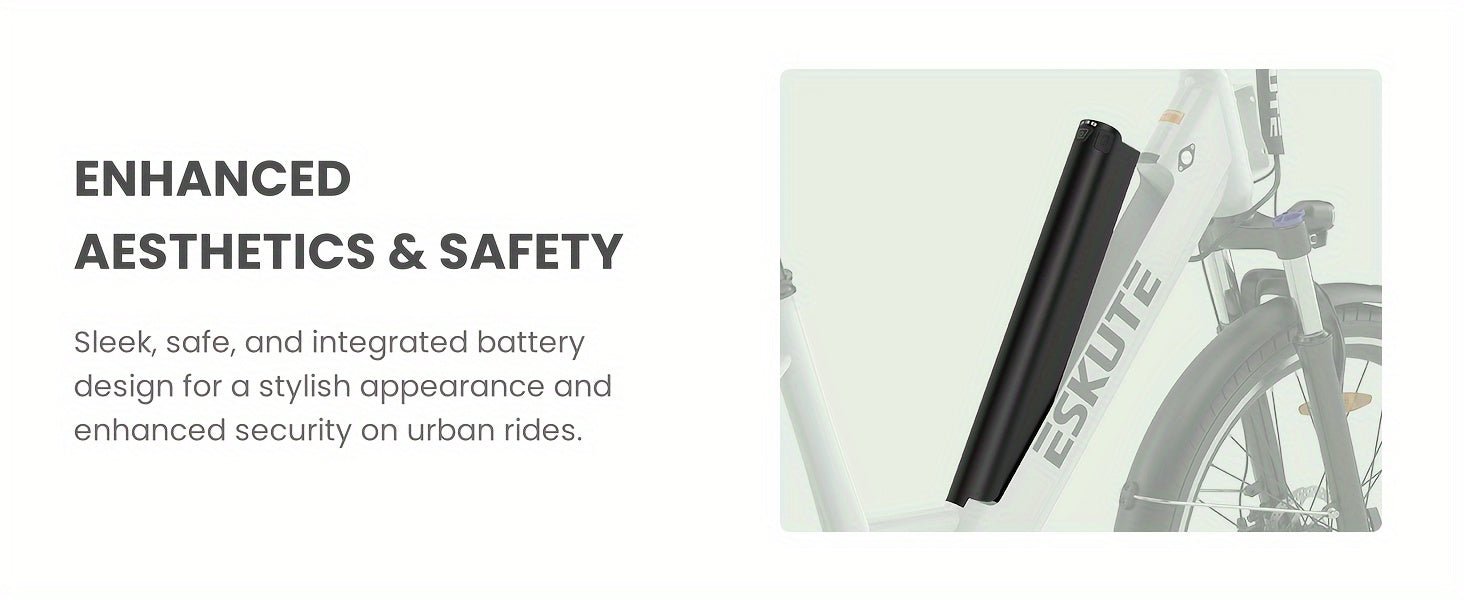 ESKUTE C100 Electric Bike, 375Wh Removable Battery, 350W Brushless Motor, Top Speed 20MPH, Electric City Bike with Suspension Fork, Adult Electric Bicycle - Walmarkettt.com