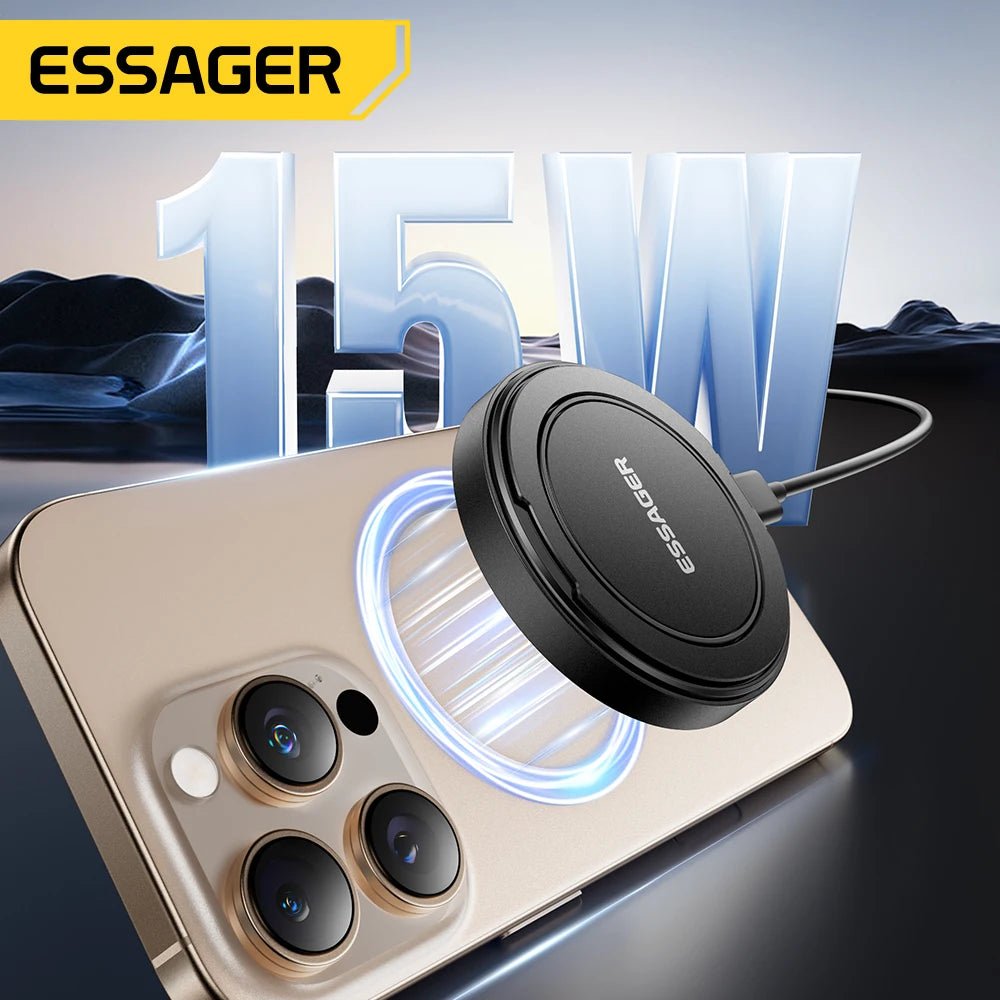 Essager Magnetic Wireless Charger With Holder 15W Fast Charging For iPhone17 16 15 14Pro Max Airpods Mini Wireless Phone Charger - Walmarkettt.com