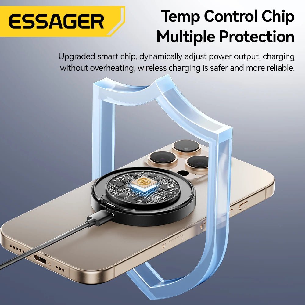 Essager Magnetic Wireless Charger With Holder 15W Fast Charging For iPhone17 16 15 14Pro Max Airpods Mini Wireless Phone Charger - Walmarkettt.com