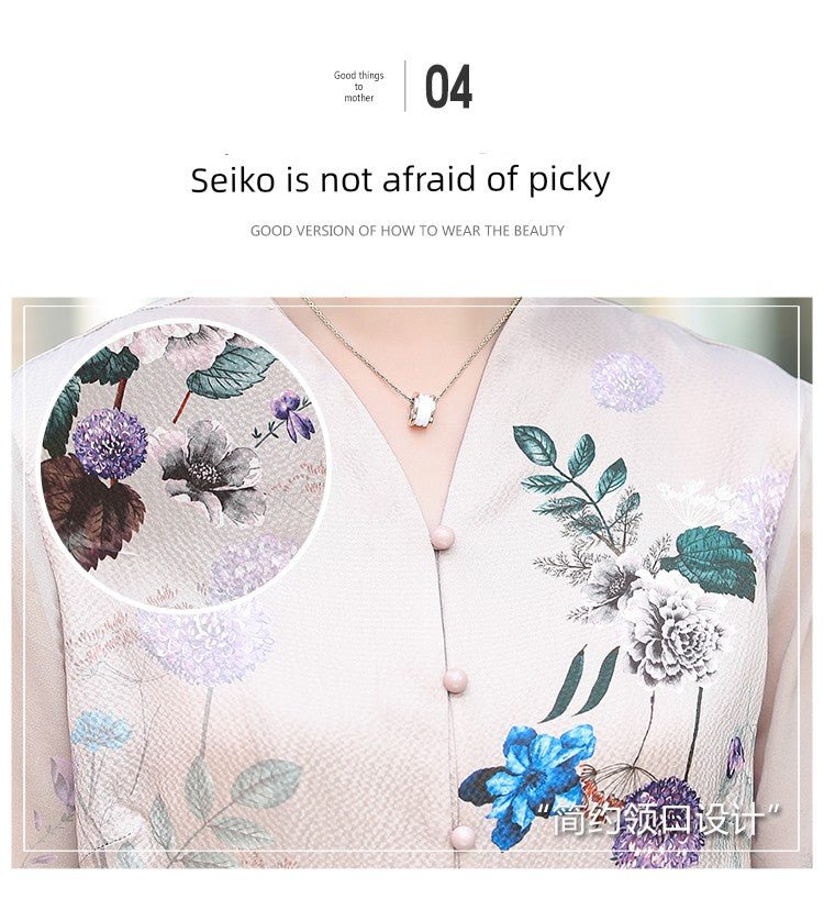 Fashion Mulberry Silk Top Middle - Aged and Elderly Shirt Summer Wear - Walmarkettt.com