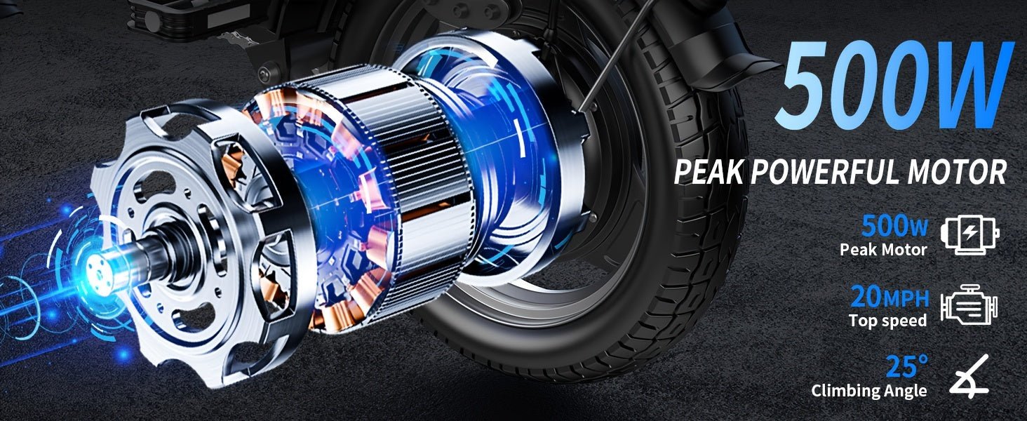 Foldable Dual Suspension Electric Bike, 500W Motor, 14" Tire Folding Mini Ebikes for Adults, 25 Miles Per Hour Range Commuter Adults Electric Bicycle, 48V10AH/13AH Battery - Walmarkettt.com