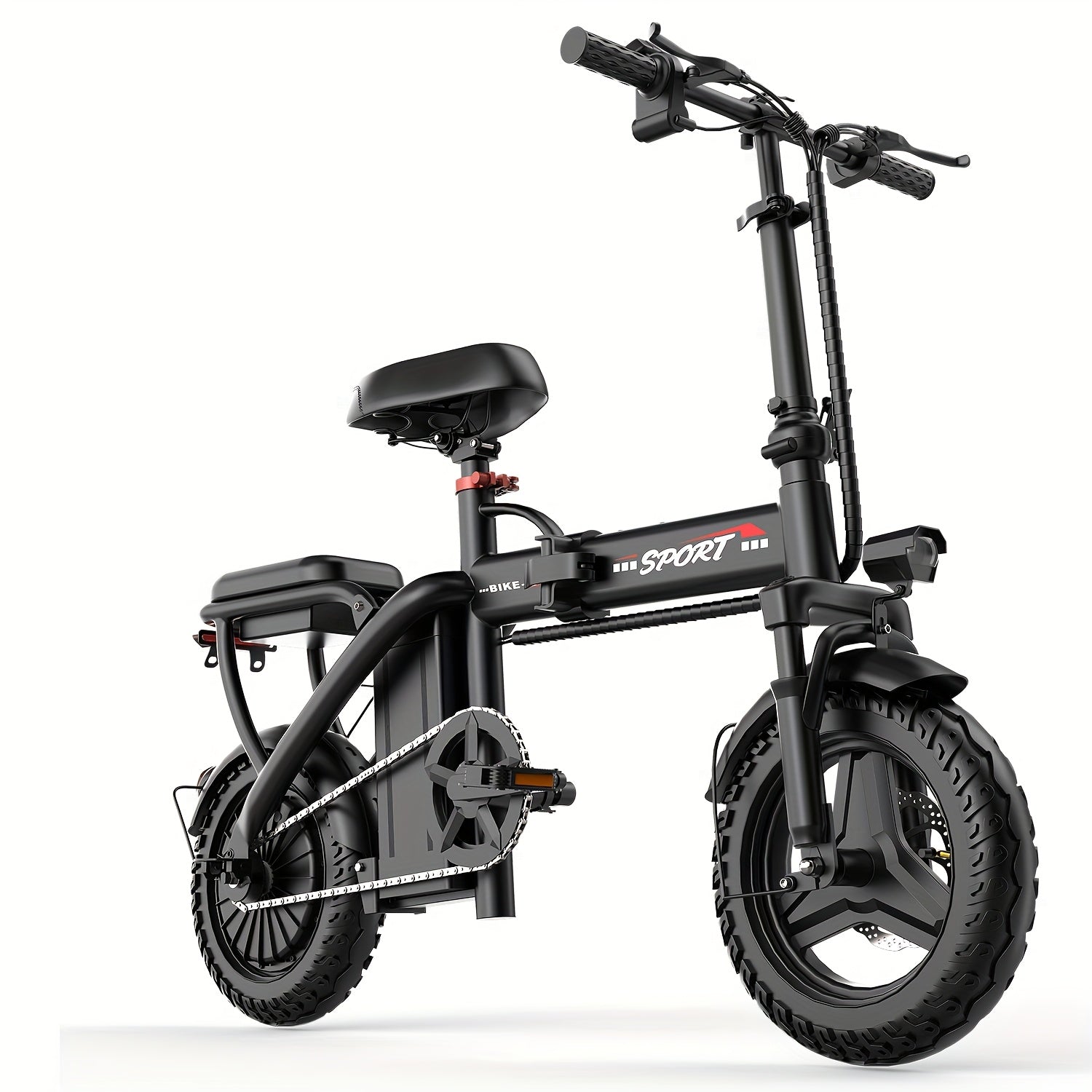 Foldable Dual Suspension Electric Bike, 500W Motor, 14" Tire Folding Mini Ebikes for Adults, 25 Miles Per Hour Range Commuter Adults Electric Bicycle, 48V10AH/13AH Battery - Walmarkettt.com