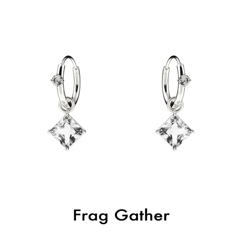 Frggather Gem Short Earrings Original Design High - Grade Temperament Silver Eardrops Neutral Men and Women Same Style - Walmarkettt.com