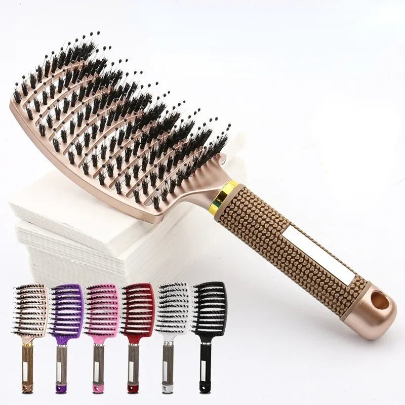 Hair Brush Scalp Massage Comb Hairbrush Bristle;Nylon Women Wet Curly Detangle Hair Brush for Salon Hairdressing Styling Tools - Walmarkettt.com