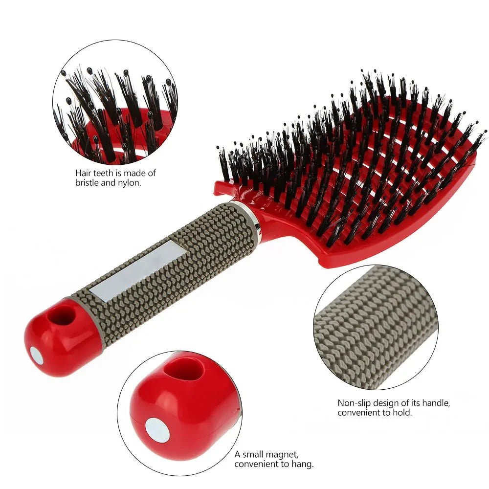 Hair Brush Scalp Massage Comb Hairbrush Bristle;Nylon Women Wet Curly Detangle Hair Brush for Salon Hairdressing Styling Tools - Walmarkettt.com