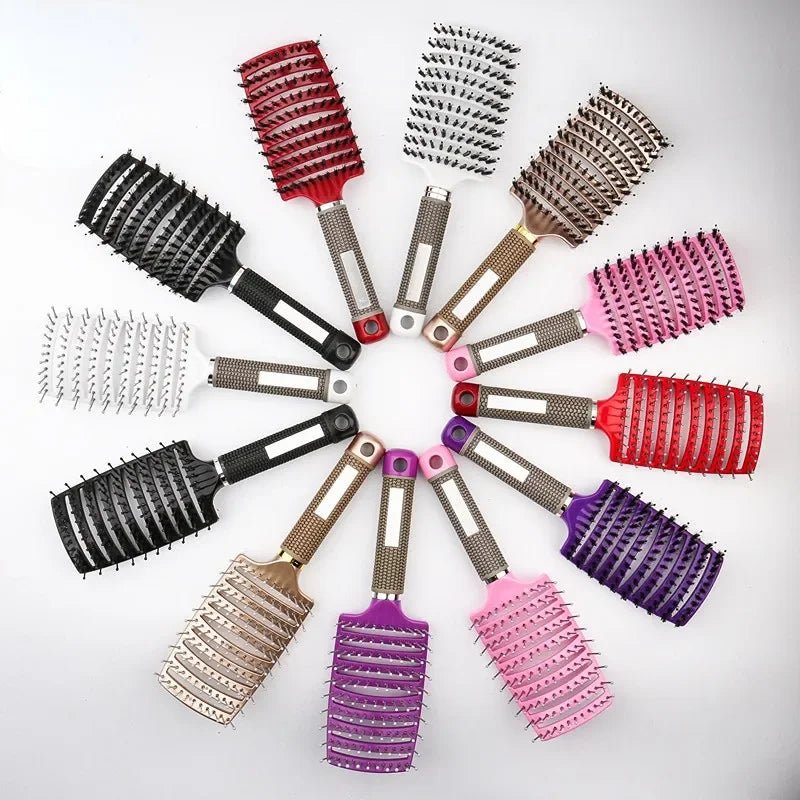 Hair Brush Scalp Massage Comb Hairbrush Bristle;Nylon Women Wet Curly Detangle Hair Brush for Salon Hairdressing Styling Tools - Walmarkettt.com