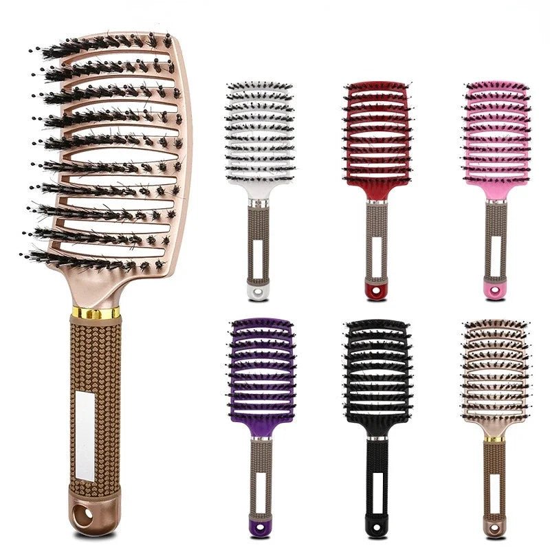 Hair Brush Scalp Massage Comb Hairbrush Bristle&Nylon Women Wet Curly Detangle Hair glove for Salon Hairdressing Styling Tools - Walmarkettt.com