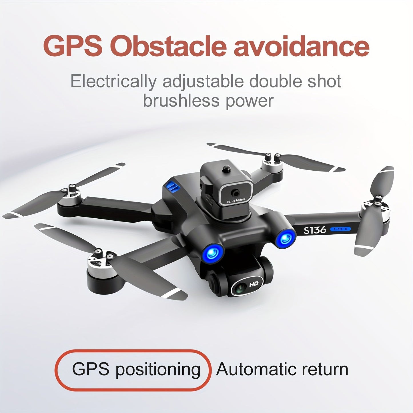 HD Dual Camera S136 UAV Drone with GPS, 360° Obstacle Avoidance, Optical Flow Hovering, One - Key Takeoff, and Fail - Safe Return - Perfect for Beginners and Men's Gifts - Walmarkettt.com