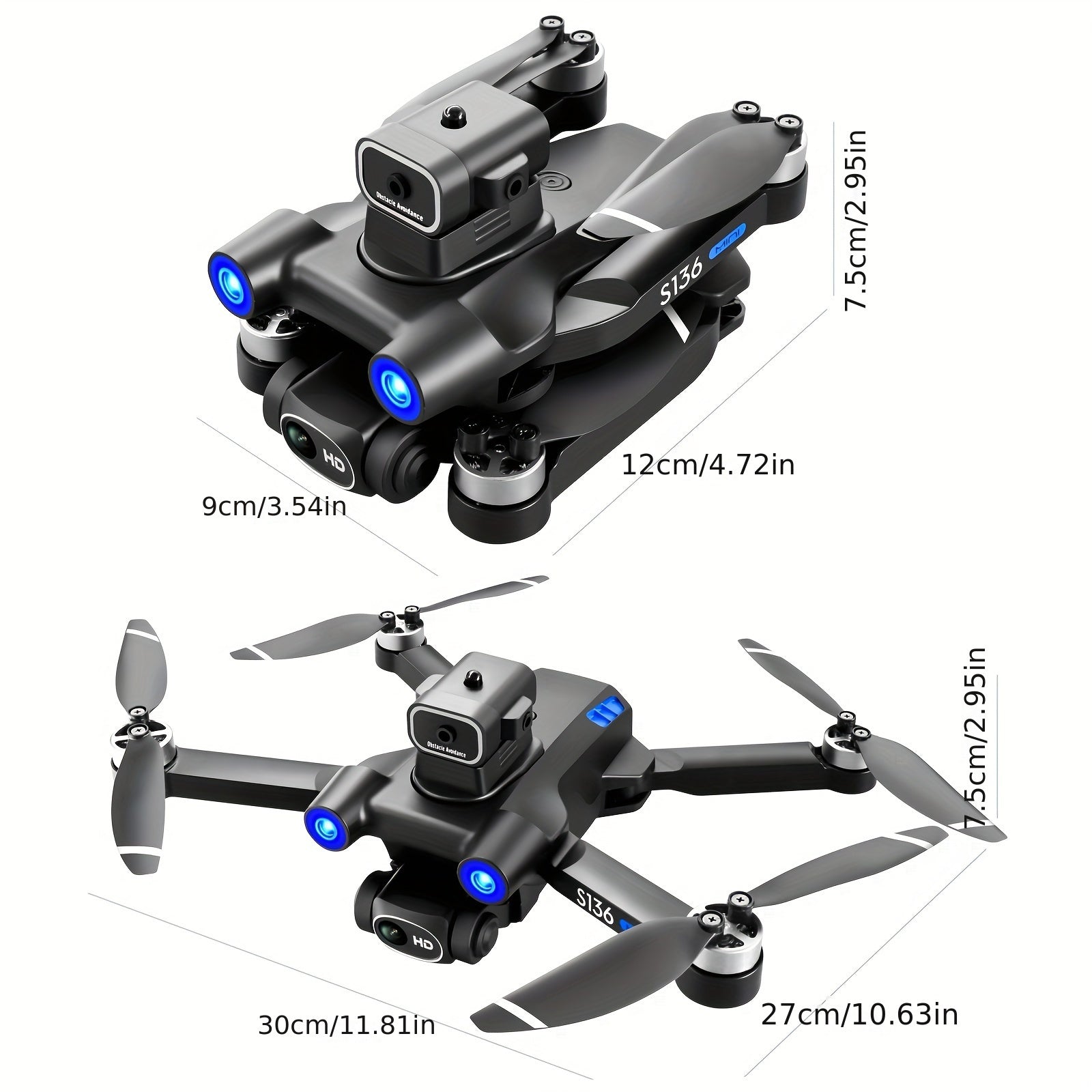 HD Dual Camera S136 UAV Drone with GPS, 360° Obstacle Avoidance, Optical Flow Hovering, One - Key Takeoff, and Fail - Safe Return - Perfect for Beginners and Men's Gifts - Walmarkettt.com