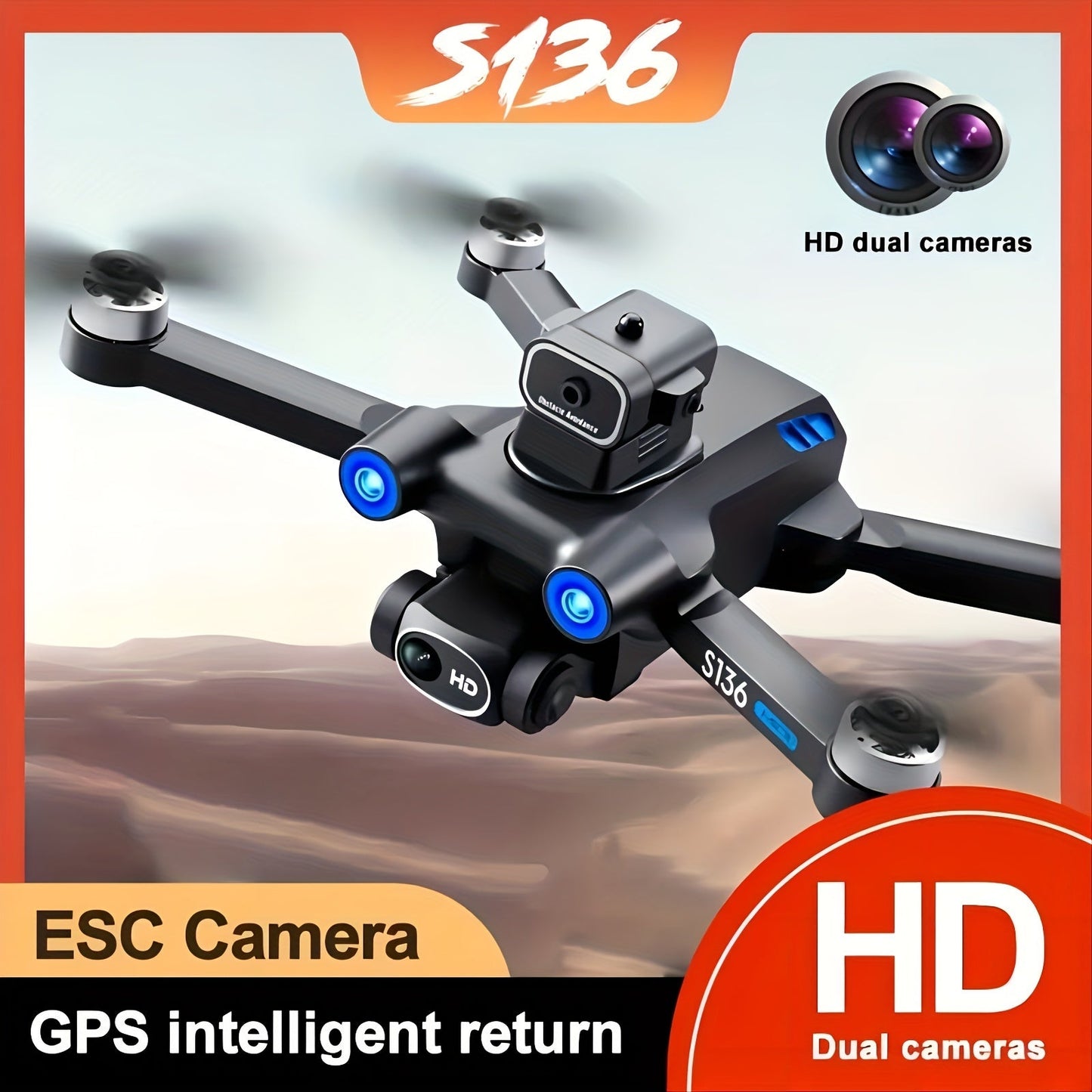 HD Dual Camera S136 UAV Drone with GPS, 360° Obstacle Avoidance, Optical Flow Hovering, One - Key Takeoff, and Fail - Safe Return - Perfect for Beginners and Men's Gifts - Walmarkettt.com