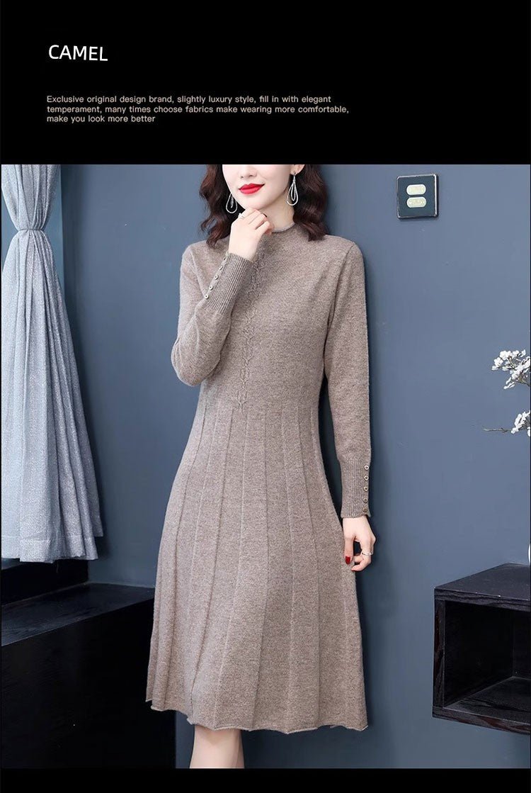 Hengyuanxiang Spring & Fall Belly Covering Knitting Dress Cashmere Sweater - Walmarkettt.com