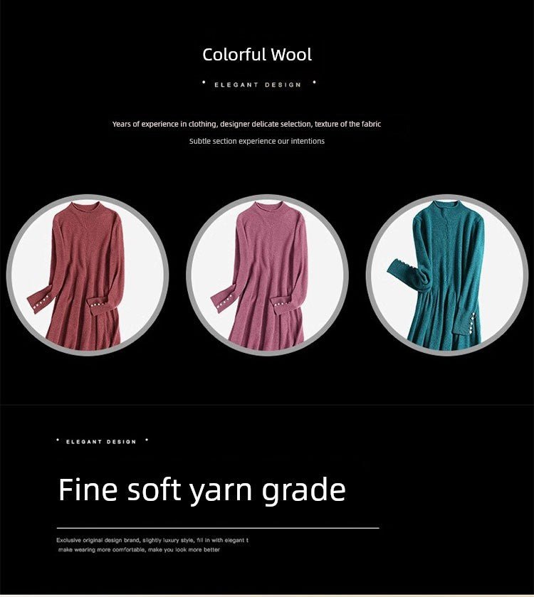 Hengyuanxiang Spring & Fall Belly Covering Knitting Dress Cashmere Sweater - Walmarkettt.com
