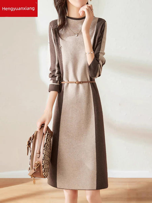 Hengyuanxiang Spring & Fall Belly Covering Knitting Dress Cashmere Sweater - Walmarkettt.com