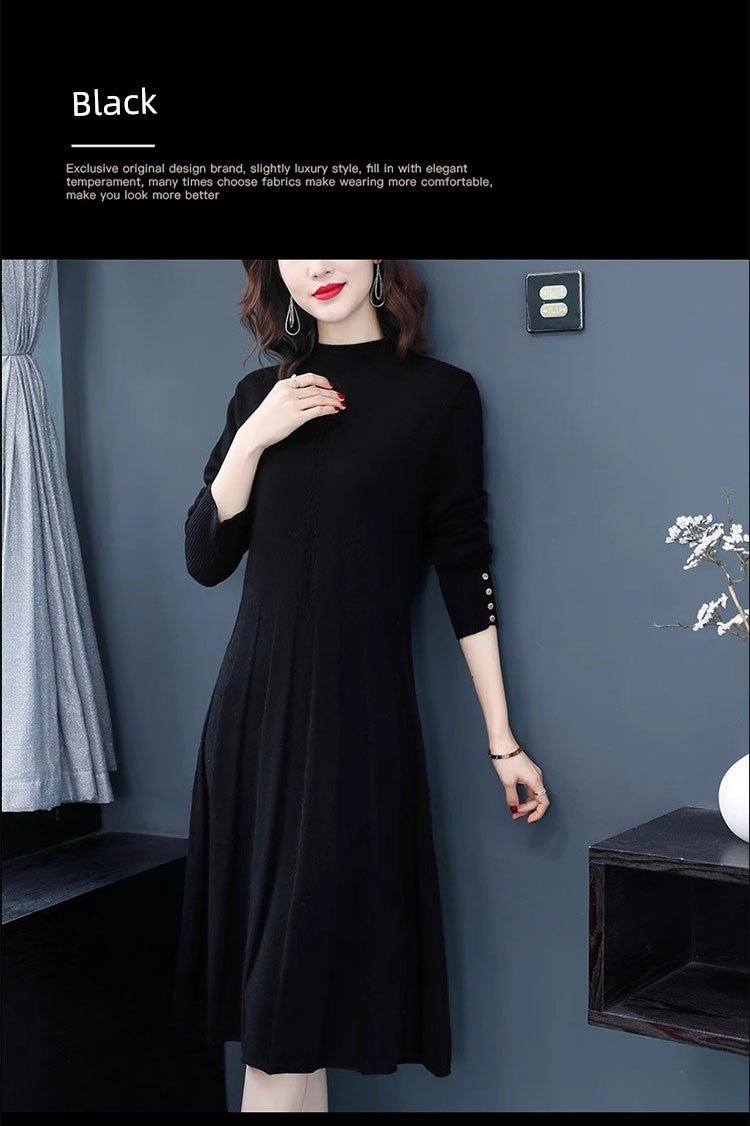 Hengyuanxiang Spring & Fall Belly Covering Knitting Dress Cashmere Sweater - Walmarkettt.com