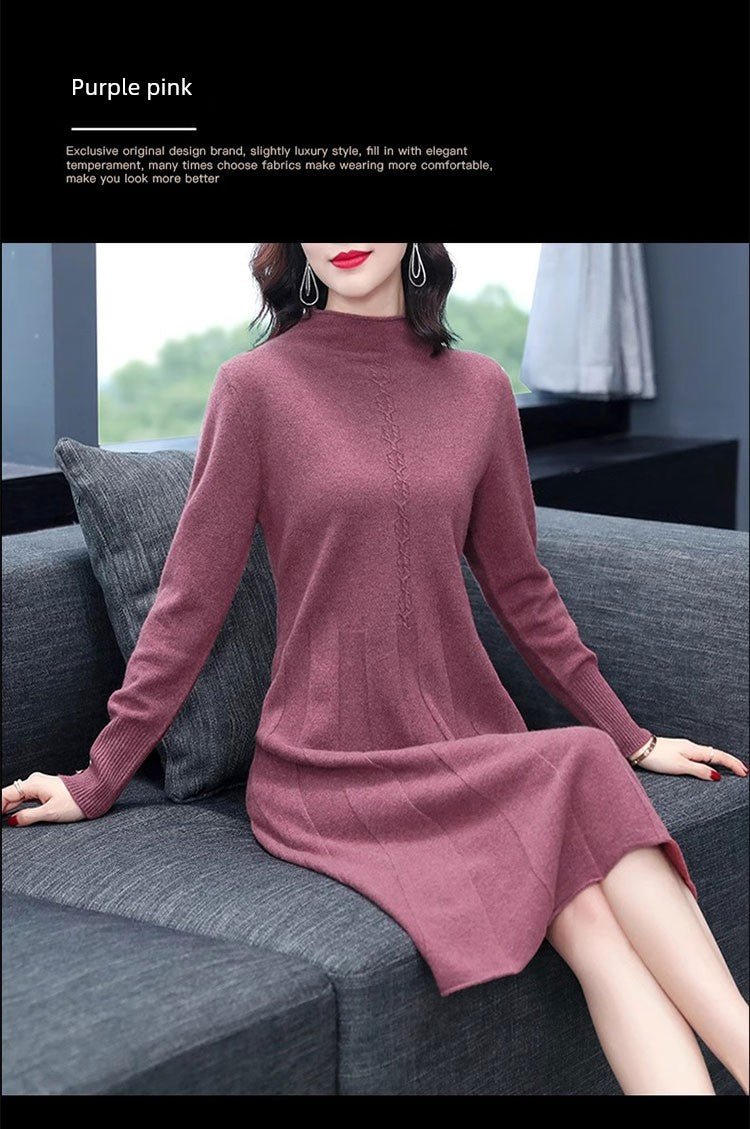 Hengyuanxiang Spring & Fall Belly Covering Knitting Dress Cashmere Sweater - Walmarkettt.com
