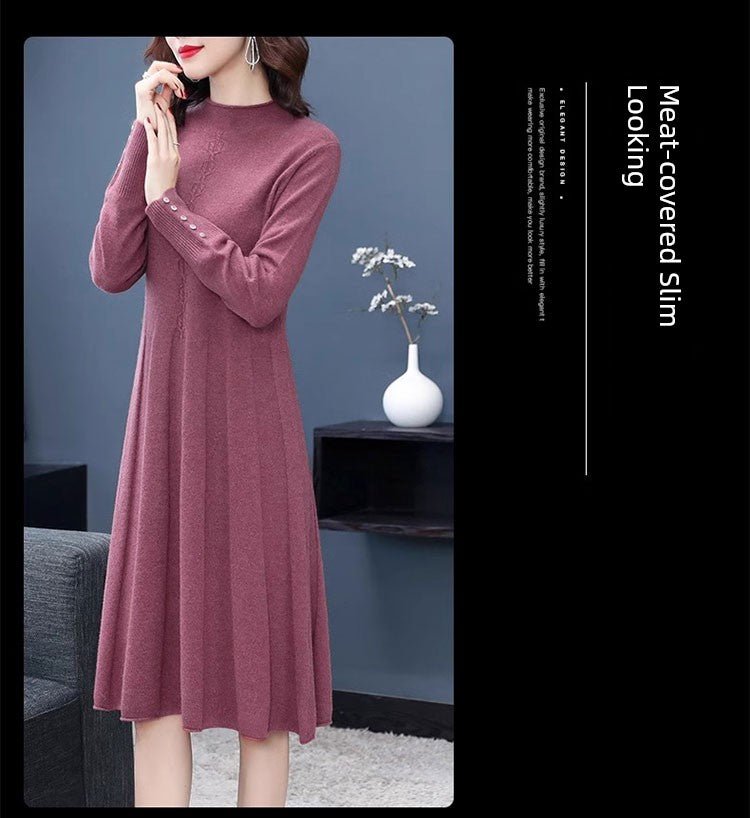 Hengyuanxiang Spring & Fall Belly Covering Knitting Dress Cashmere Sweater - Walmarkettt.com