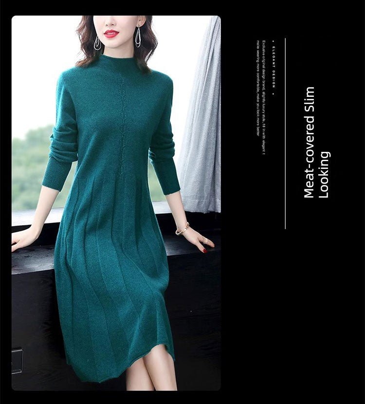 Hengyuanxiang Spring & Fall Belly Covering Knitting Dress Cashmere Sweater - Walmarkettt.com