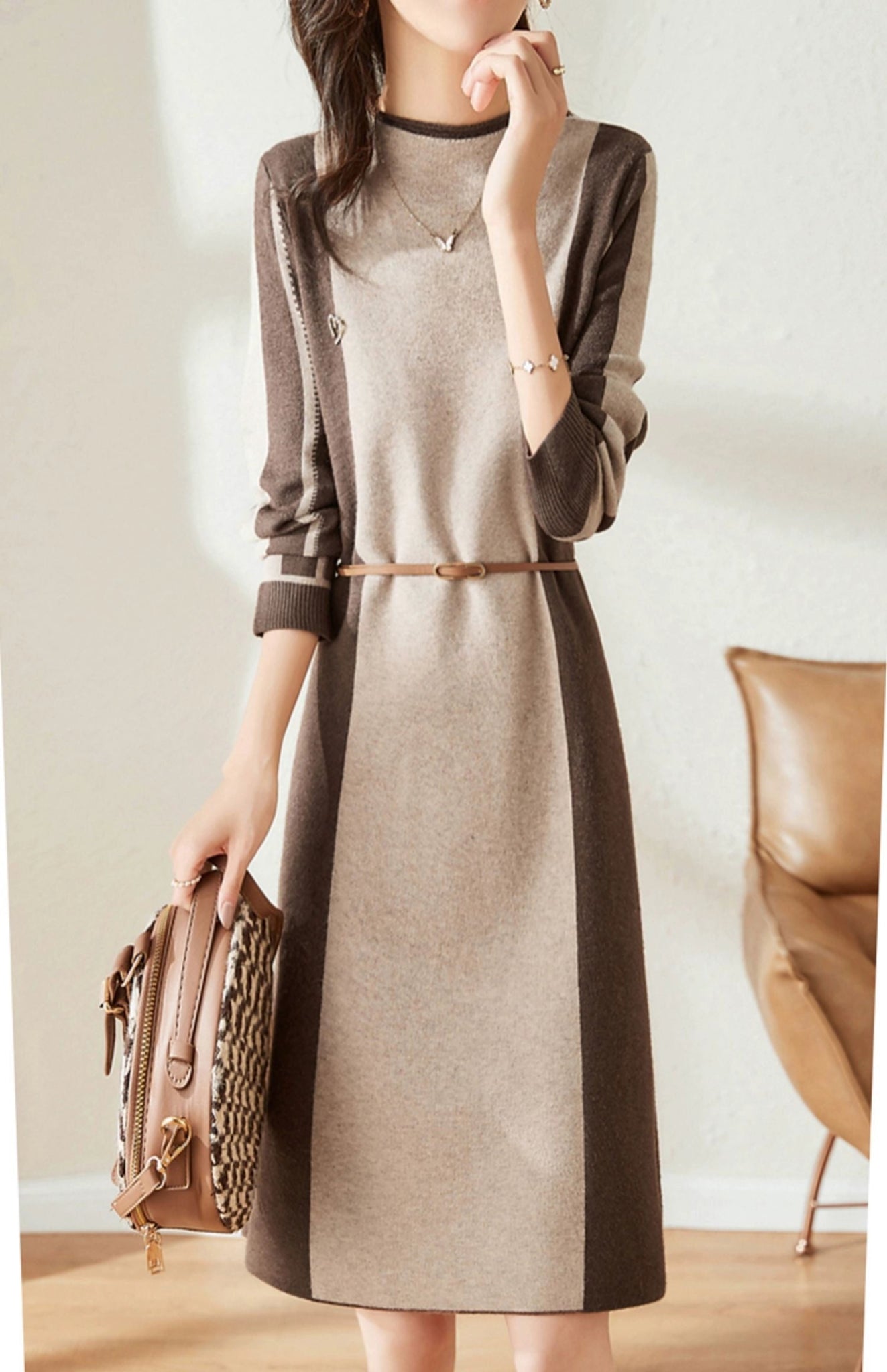 Hengyuanxiang Spring & Fall Belly Covering Knitting Dress Cashmere Sweater - Walmarkettt.com