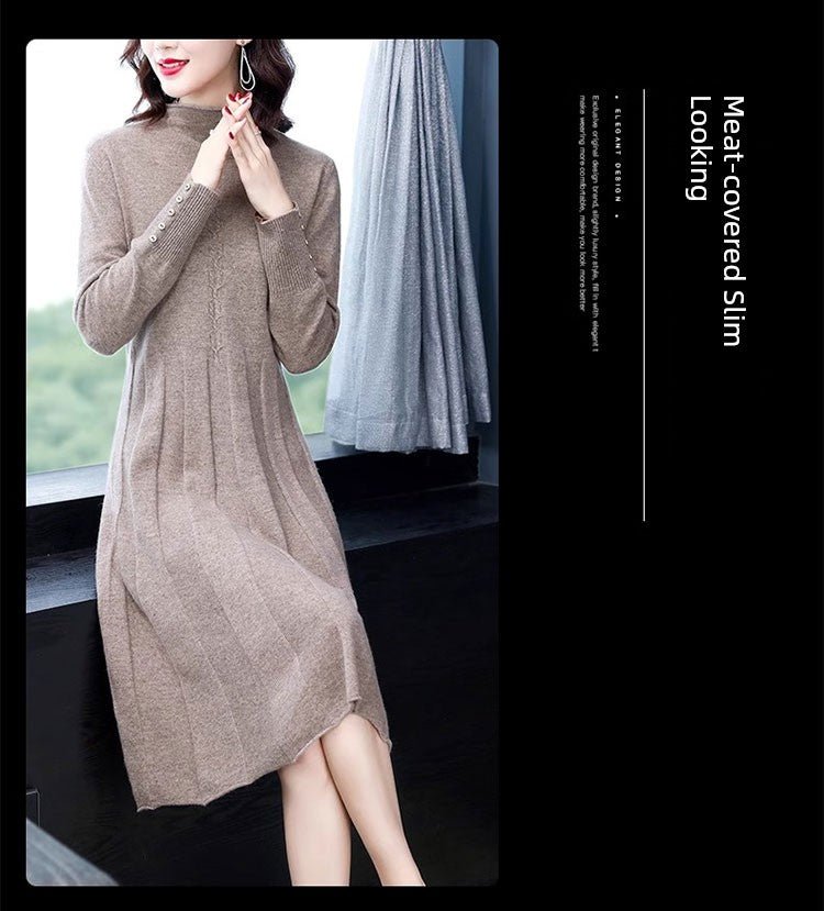 Hengyuanxiang Spring & Fall Belly Covering Knitting Dress Cashmere Sweater - Walmarkettt.com
