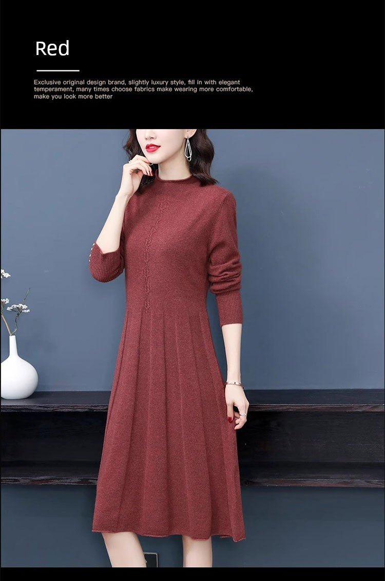 Hengyuanxiang Spring & Fall Belly Covering Knitting Dress Cashmere Sweater - Walmarkettt.com
