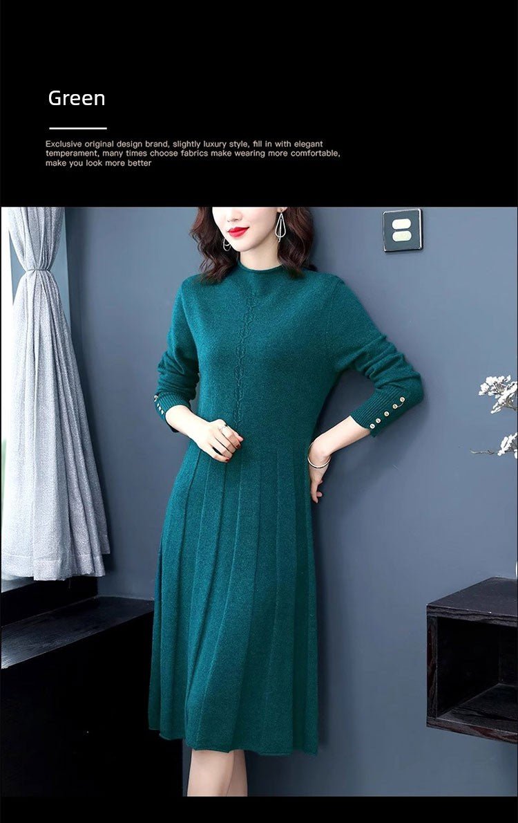Hengyuanxiang Spring & Fall Belly Covering Knitting Dress Cashmere Sweater - Walmarkettt.com