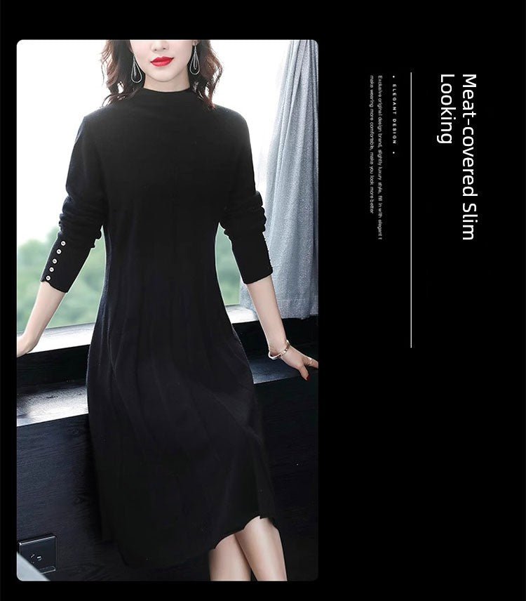 Hengyuanxiang Spring & Fall Belly Covering Knitting Dress Cashmere Sweater - Walmarkettt.com