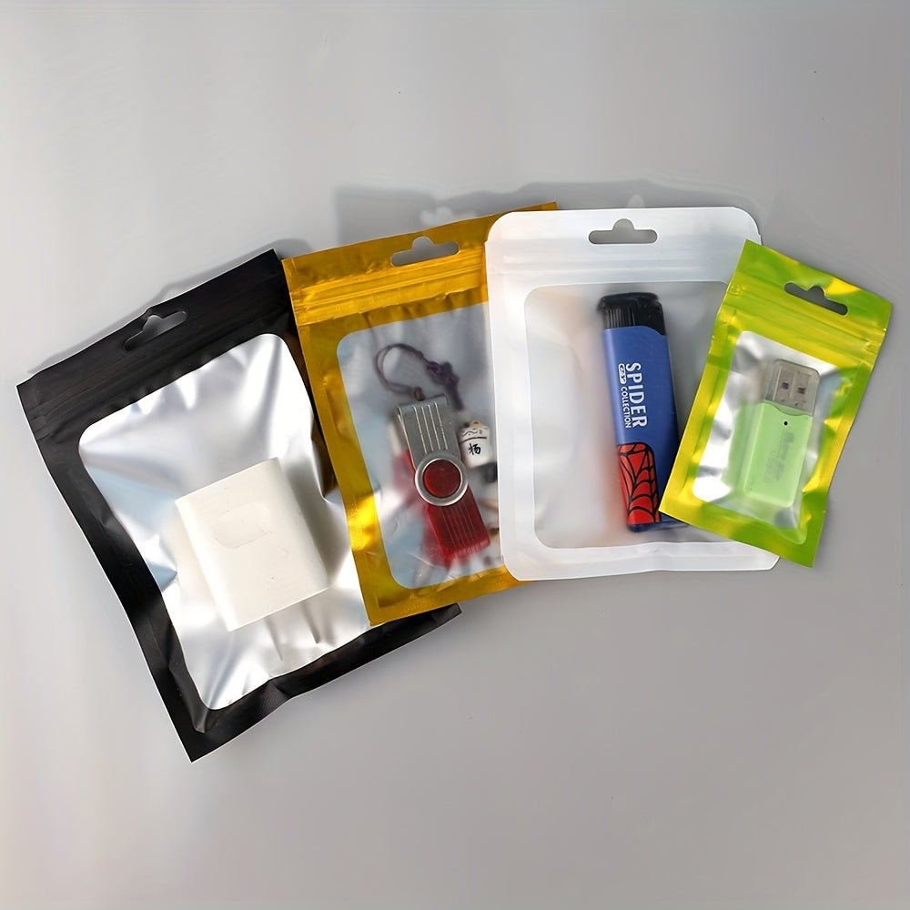 [Holographic Zipper Lock Bags] 100 - Pack Holographic Zipper Lock Resealable Bags | Moisture - Proof Aluminum Foil Polyester Film Flat Transparent Window Pouch for Electronics/Jewelry/Cosmetics Organization, 4 Size Options, Non - f - Walmarkettt.com