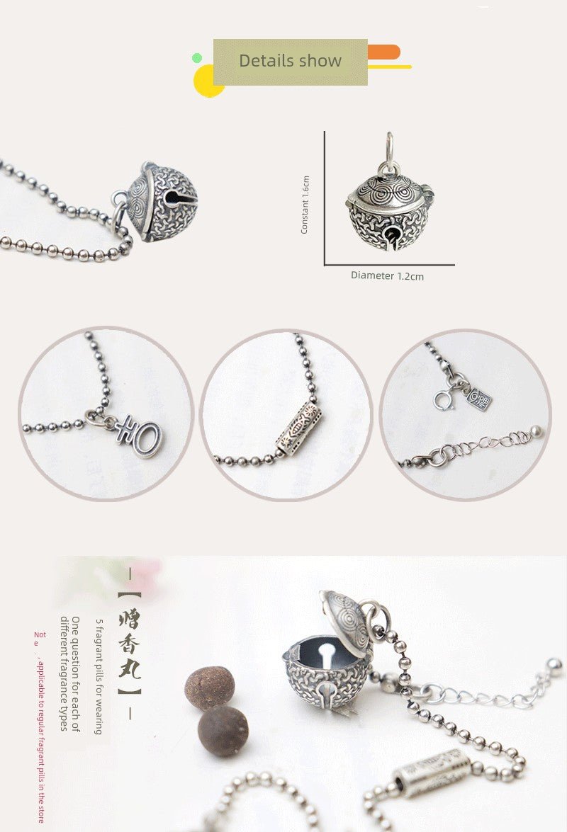 [Jixiang] Silver Hollow Sachet Ball Bracelet Anklet Portable Wear Incense Pills Aromatherapy Oil No Fire Lasting Diffuse - Walmarkettt.com
