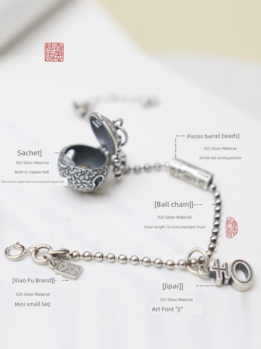 [Jixiang] Silver Hollow Sachet Ball Bracelet Anklet Portable Wear Incense Pills Aromatherapy Oil No Fire Lasting Diffuse - Walmarkettt.com
