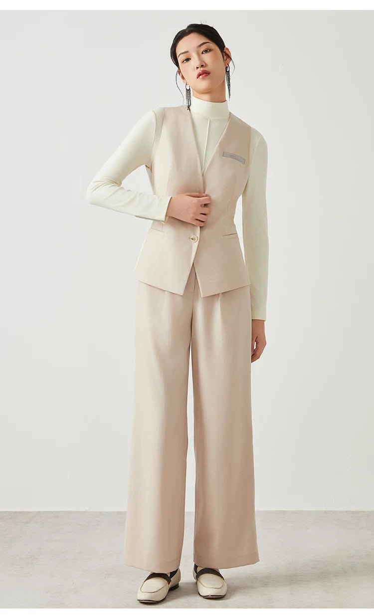 K2548W Luxury women's autumn suits vest wool office business wear formal Laidies woolen clothes - Walmarkettt.com