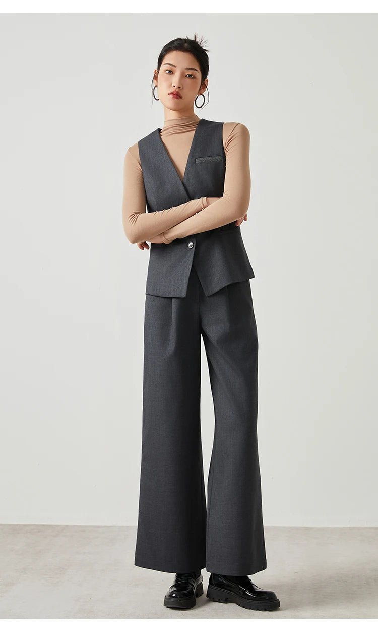 K2548W Luxury women's autumn suits vest wool office business wear formal Laidies woolen clothes - Walmarkettt.com