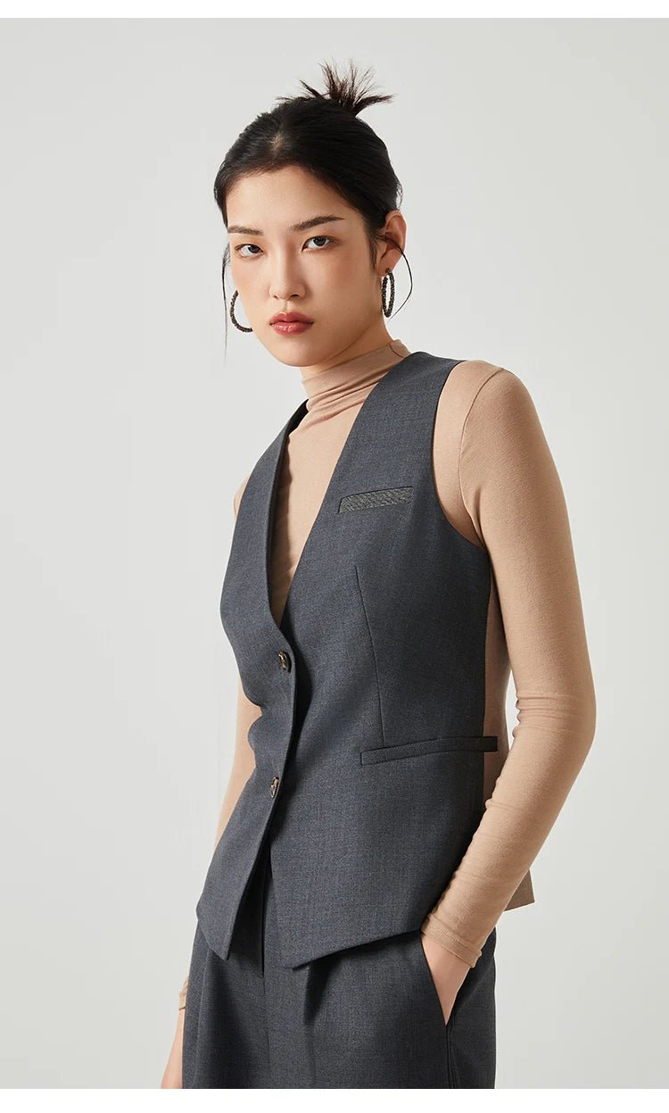 K2548W Luxury women's autumn suits vest wool office business wear formal Laidies woolen clothes - Walmarkettt.com