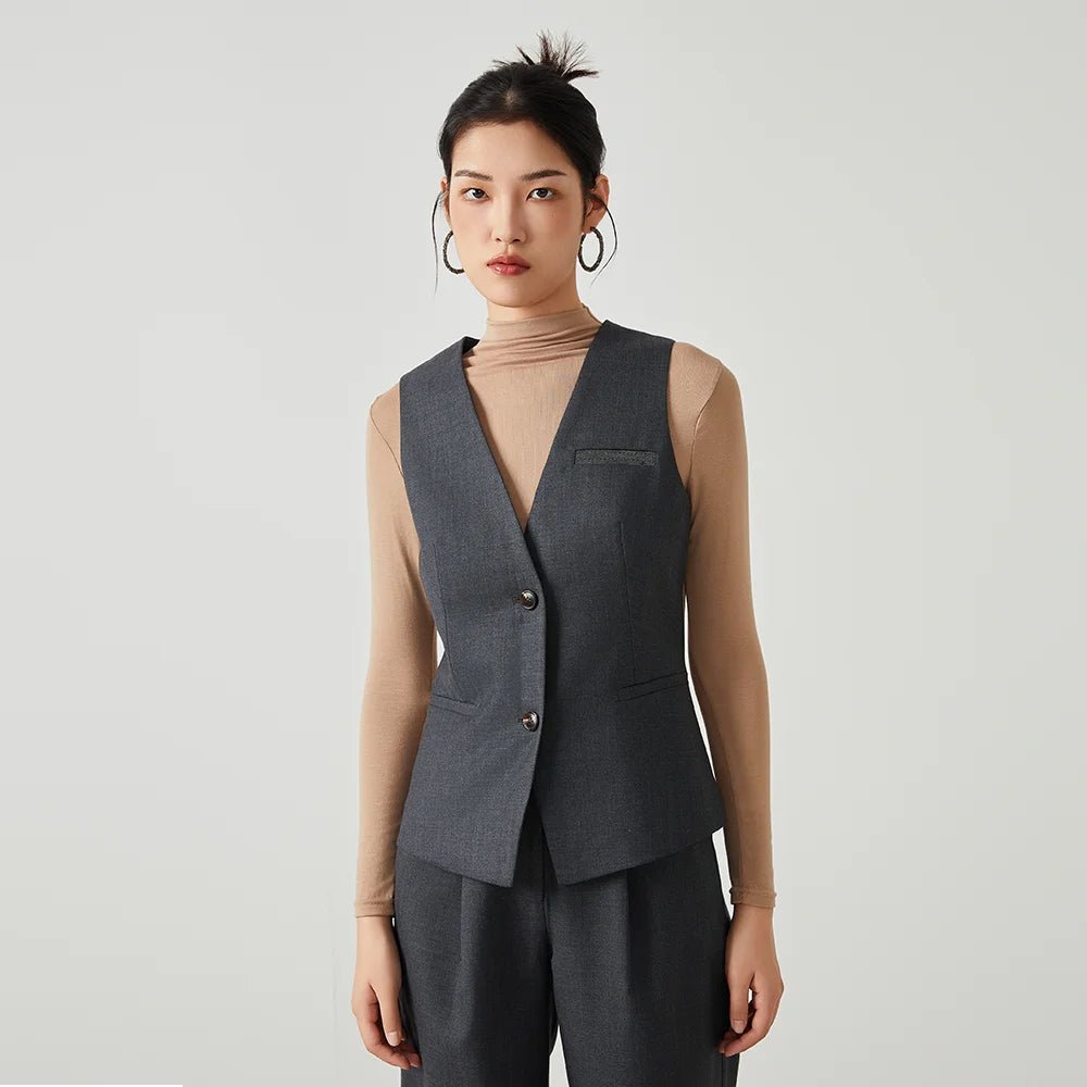K2548W Luxury women's autumn suits vest wool office business wear formal Laidies woolen clothes - Walmarkettt.com